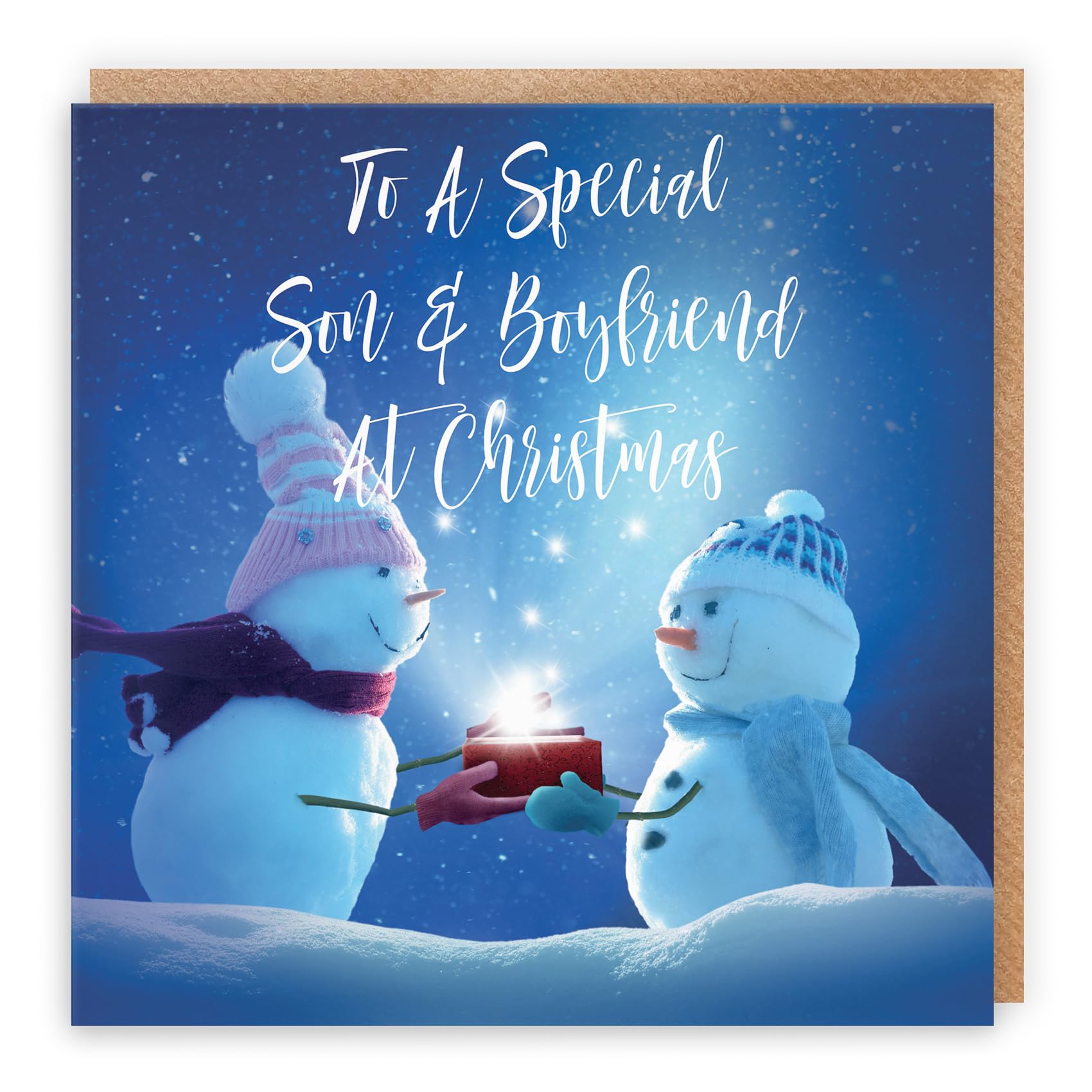 Hunts England - Son And Boyfriend Christmas Card - To A Special Son & Boyfriend At Christmas - Starry Night Collection - Fun Card
