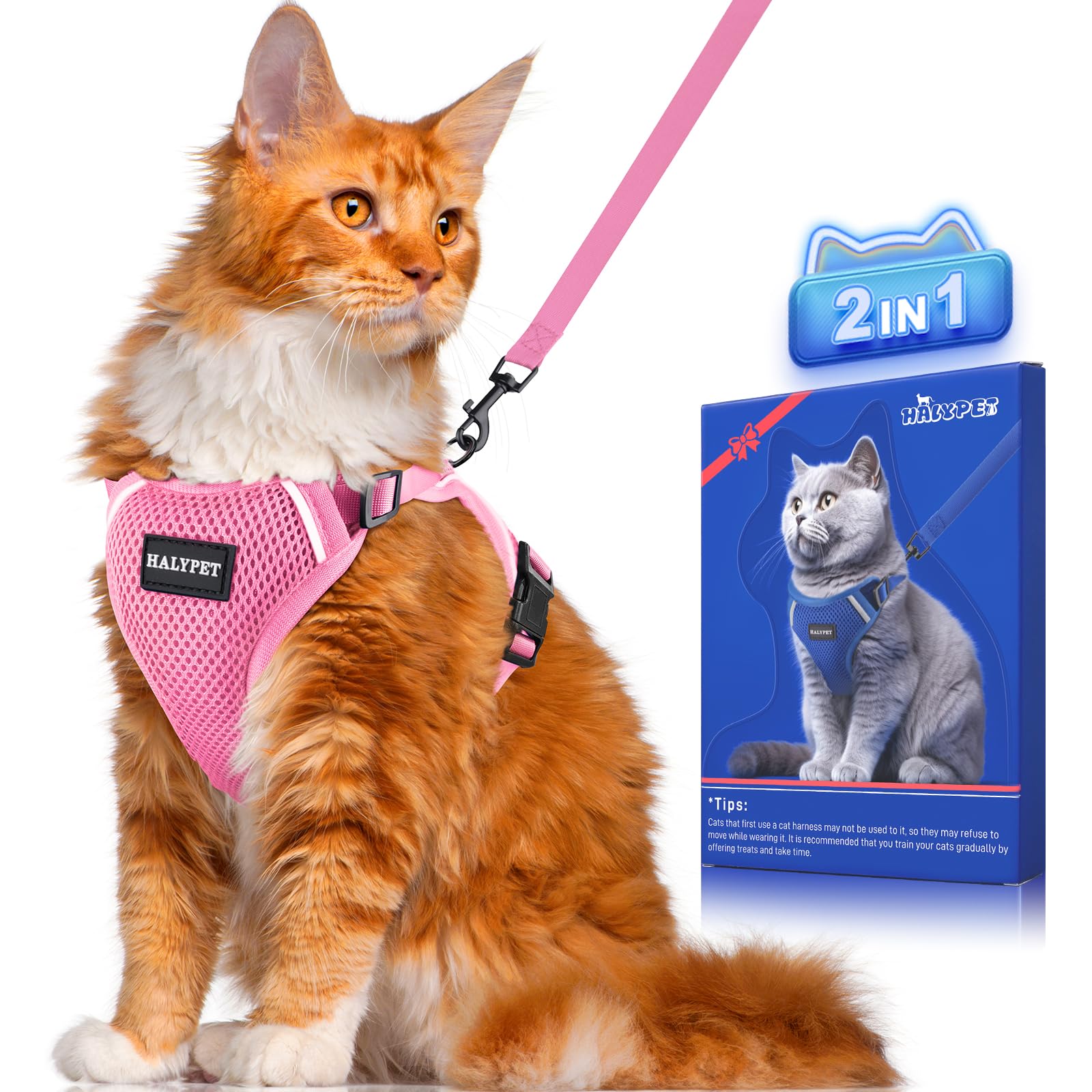 Photo 1 of Halypet Cat Harness and Leash Set [ MAX Safety Third Generation ] Escape Proof Soft Adjustable Cat Leash Breathable Comfortable Vest Easy to Wear Kitten Harness for Outdoor Walking