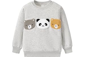 RETSUGO Toddler Little Boys 100% Cotton Crewneck Sweatshirts Long Sleeve Shirt Pullover Sweater Kid Fall Clothes 2-7 Years