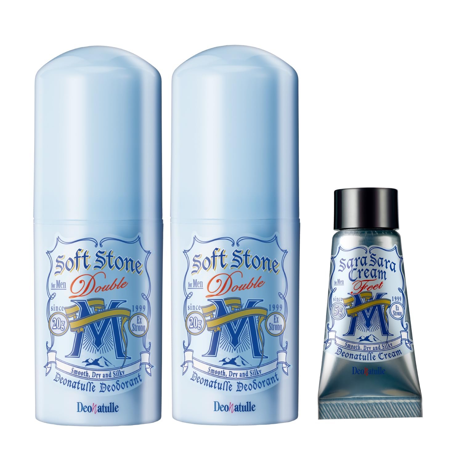【Amazon.co.jp限定】 【医薬部外品】 デオナチュレ 男ソフトストーンW 男性用 ワキ用 直ヌリ 制汗剤 スティック ミント ×2個(20g×2)+おまけ付き商品画像