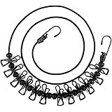 HAWATOUR Portable Elastic Travel Clothesline with 12pcs Clothespins Travel Gadgets for Outdoor and Indoor Use (Black)
