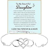 sunglnl To My Daughter Infinity Forever Love Heart Bracelet, Cubic Zirconia Stainless Steel My Friend Bracelets From Mom Adjustable Inspirational Gift Jewelry