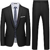 WULFUL Men's 2 Piece Suits Slim Fit Two Button Blazer Jacket Pants Set for Party,Wedding and Business