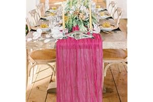 FANPROMS Gauze Table Runner Hot Pink 10Ft Cheesecloth Table Runners Rustic Wedding Decorations for Table Farmhouse Kitchen Table Runner Wide Coffee Table Runner Cheese Clothes Table Runner for Bridal Shower