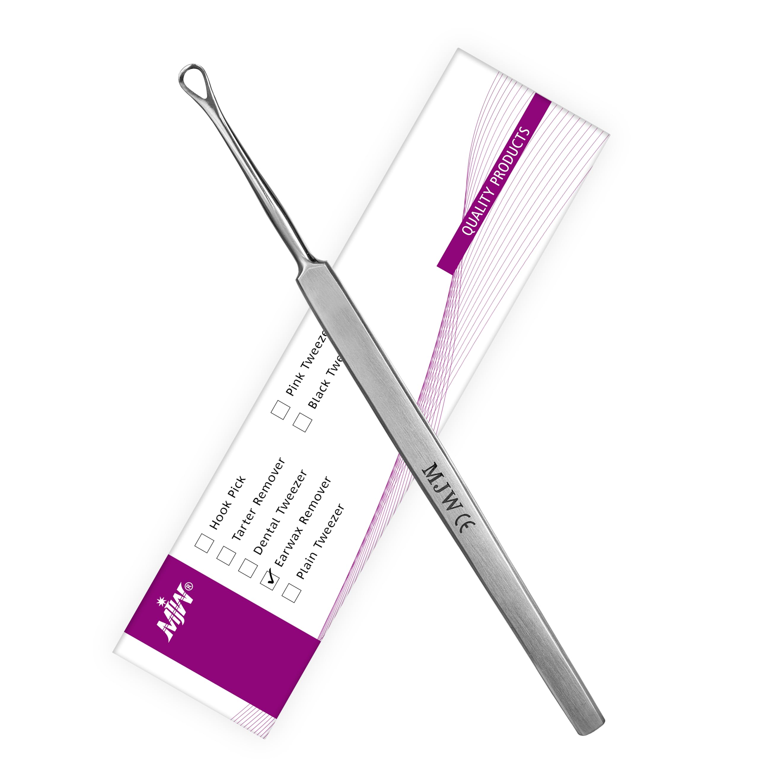 MJW Professional Earwax Remover Made of Stainless Steel- Ear Curette Cleaner for Removing Ear Irrigation, Hygienic Reusable Ear Cleaning Tool for Adults and Kids