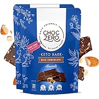ChocZero's Keto Bark, Milk Chocolate Almonds, No Added Sugar, Low Carb, No Sugar Alcohols, Non-GMO (2 bags, 6 servings…