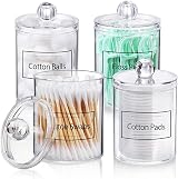 AOZITA 4 Pack 10oz Clear Apothecary Jars with Lids, Cotton Pad Holder Dispenser view 2