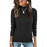 LOMON Women's Casual Turtleneck Sweaters Cable Knit Fall Long Sleeve Slim Fit Pullover Tops