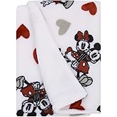 NoJo Disney Mickey Mouse & Minnie Mouse Red, Gray, and White Valentine Hearts Super Soft Sherpa Baby Blanket