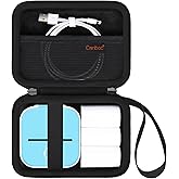 Canboc Carrying Case for Memoking/Ponek/Phomemo/Omezizy/Memoqueen T02 Mini Printer Sticker Printer, T02 Portable Thermal Printer Box for Thermal Paper, USB Cable, Black (Case Only)