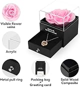ADAZ Preserved Real Rose Gift Box with I Love You Necklace Handmade Eternal Rose view 4