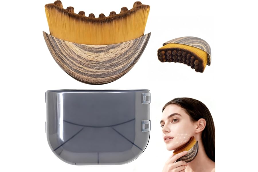 Lymphatic Contour Face Brush, Manual Lymphatic Drainage Massager, Natural Makeup Brushes with Durable Soft Bristles, Hypoallergenic Ergonomic Facial Cleansing Brush for Sculpting