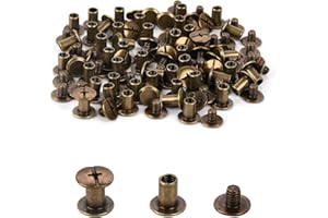 SZKOO Chicago Binding Screws - 5mm x 8mm Binding Posts - 9.5mm Phillips Nut - Chicago Screw Binding Post Screw Kit for DIY Leather Decoration Scrapbook Photo Albums Bookbinding (Bronze, 50 PCS)