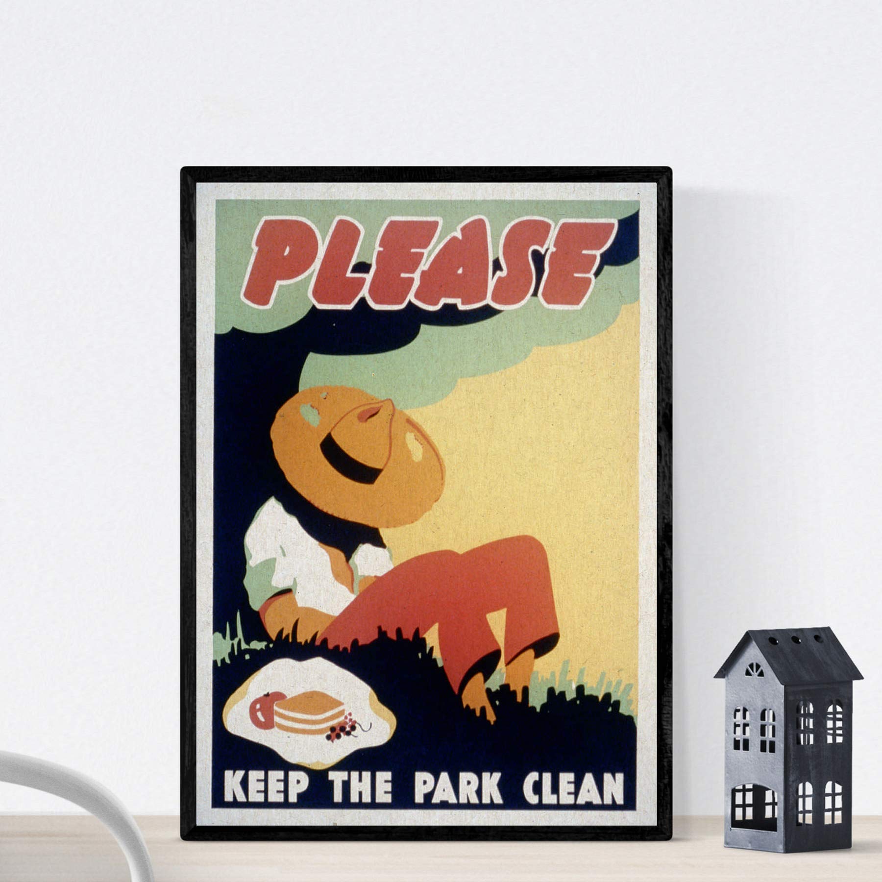 Vintage Poster Nacnic. Vintage Poster Clean your park. "A4 Size
