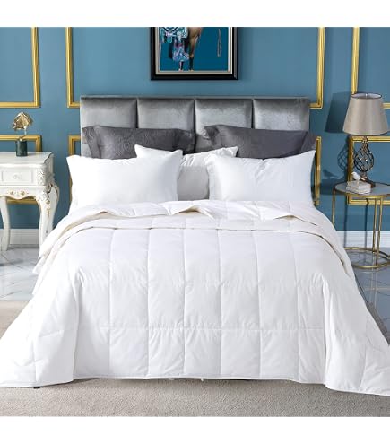 Lightweight Duvet Insert Queen Size - 100% Cotton Cover, 250GSM Filling