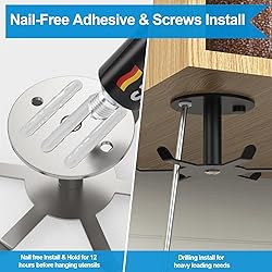 Funnacle 1pcs Under Cabinet Hooks Rotating Kitchen