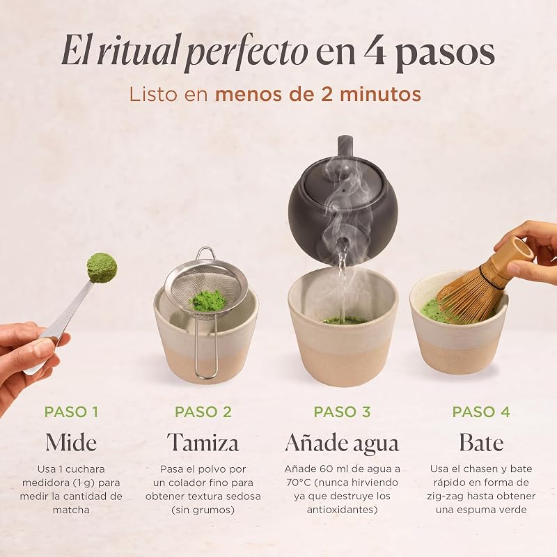 Chá Matcha Original 100% Orgânico, Grau Cerimonial, Pó Biológico do Japão, Biológico, 100% Natural, Chá Verde, 80G - Matcha & CO