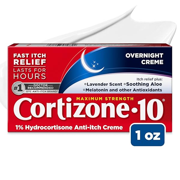 CORTIZONE 10 MAXIMUM STRENGTH OVERNIGHT ANTI-ITCH CREAM, 1% HYDROCORTISONE CREME, LAVENDER SCENT, 1 OZ.