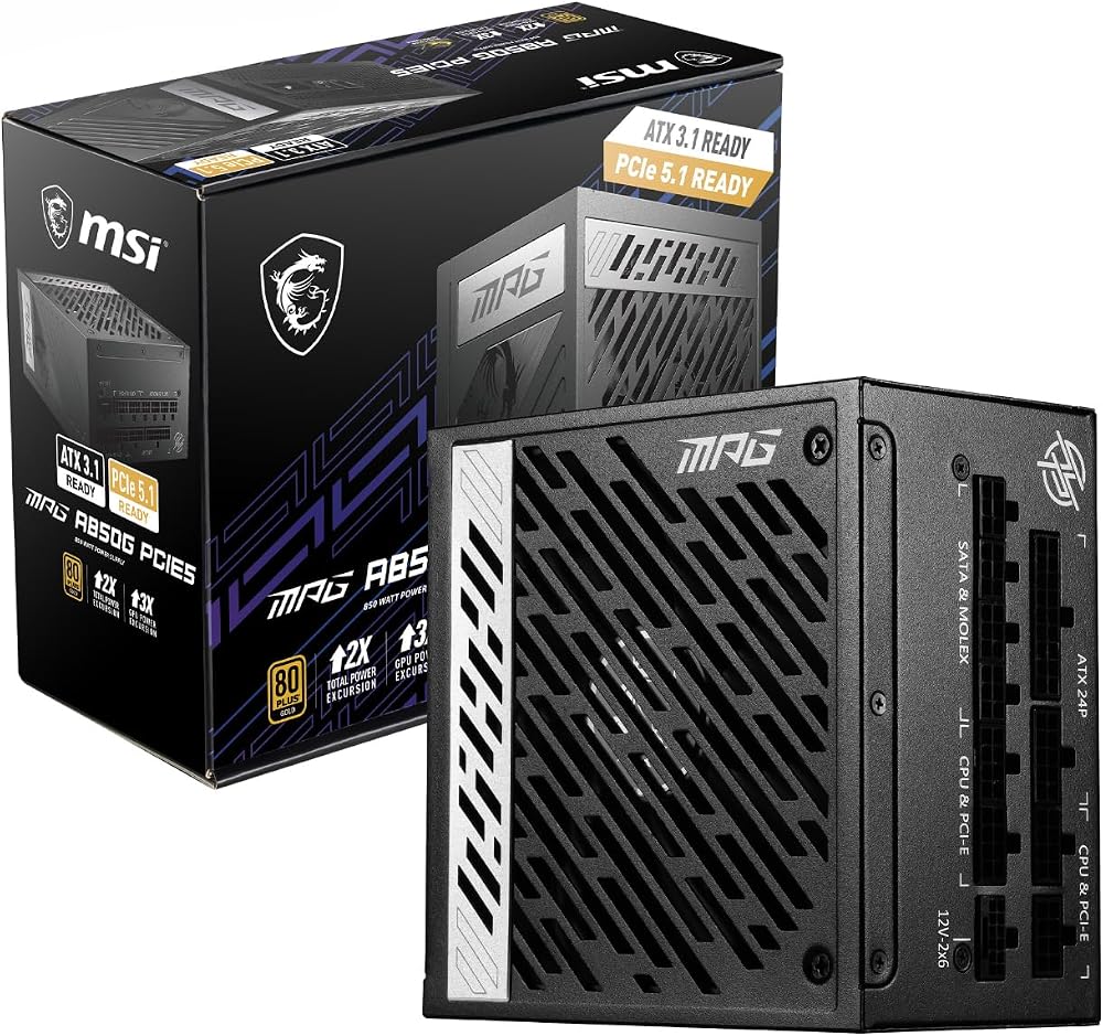 MSI MPG A850G PCIE5 850W PSU 80 Plus Gold ATX 3.0 Fully Modular UK