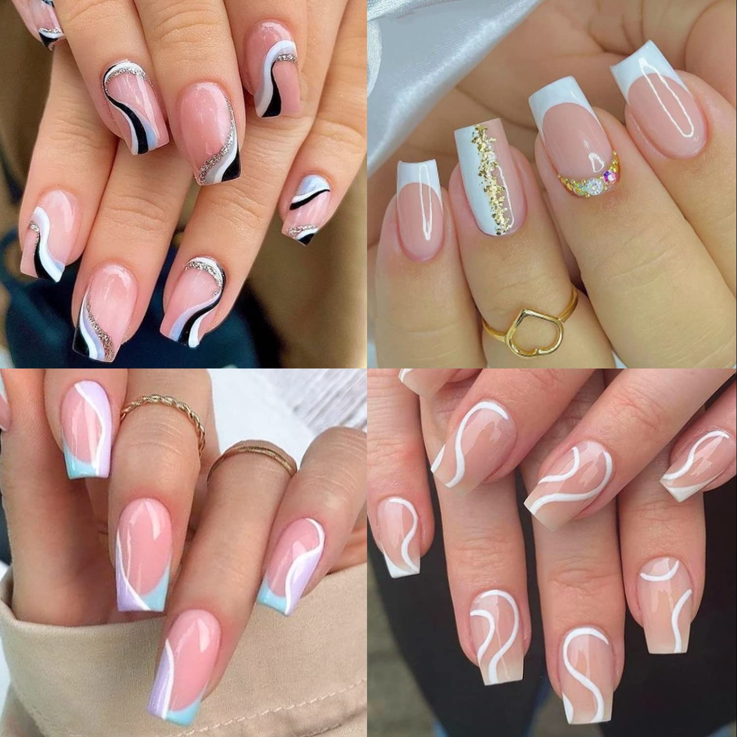 UNA GELLA Short Square Fake Nails 216pcs Short Square Press on Nails Pre-shape Gel Nail Tips for Full Cover Acrylic Nails False Nails For Nail Extension Home DIY Nail Salon 12 Sizes Gelly Tips - Image 2