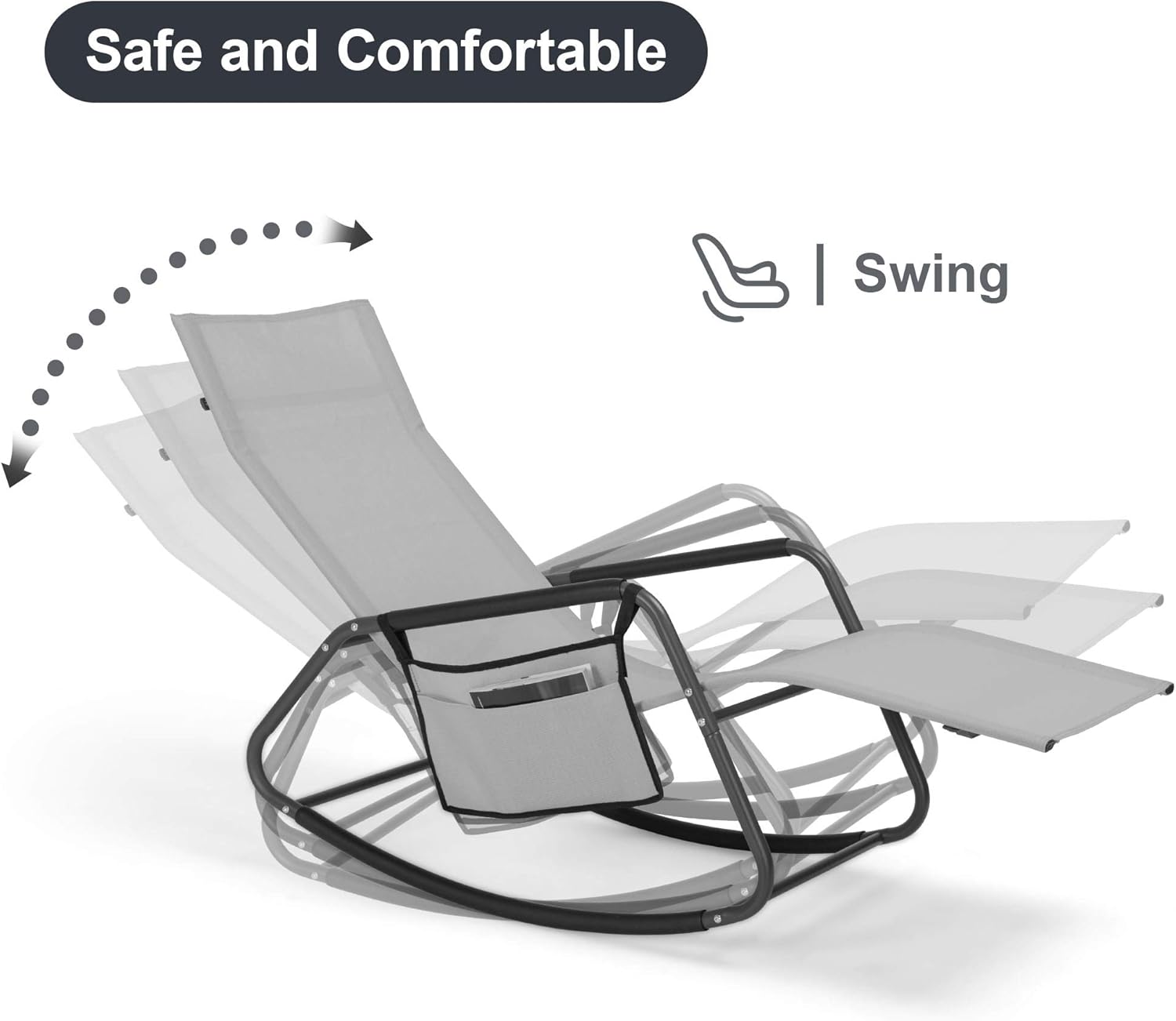 Mansion Home Chaise Lounge Outdoor, Zero Gravity Outside Chairs, Reclining Chairs for Patio & Lawn, Pool Chairs and Lounges, Beach & Pool Lounge Chair, Light Gray: Kitchen & Dining