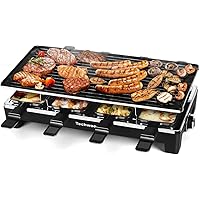 Raclette Table Grill, Techwood Electric Indoor Grill Korean BBQ Grill, Removable 2-in-1 Non-Stick Grill Plate, 1500W Fast Hea