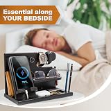 Teslyar Wood Phone Docking Station Ash Desk Organizer Black - Nightstand Wallet view 2