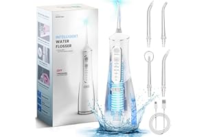 BRIVENNOR Cordless Water Flosser, 300ML Electric Portable Dental Flosser with 4 Modes IPX7 Waterproof Oral Rechargeable Travel Irrigation Cleaner Flossing Machine for Home & Travel