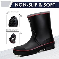 Rain Boots for Men, Waterproof Warm Rubber Boots