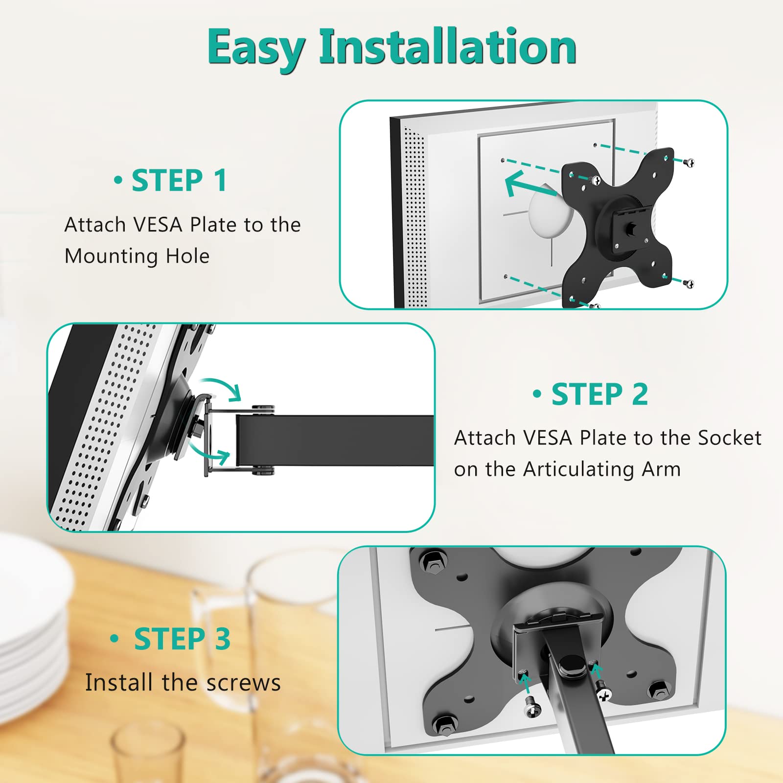 WALI Mount for Echo Show 21, Echo Show 15, Adjustable Wall Mounting Bracket with Heavy Duty 15” Extension Arm, Rotate Tilt Swivel for Echo Show 21, Echo Show 15, Holds up to 33lbs, Black