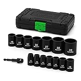 TecoTek 15 Pieces 1/2-Inch Drive Shallow 12-Point