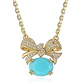 Fettero Gold Necklace for Women - 14K Plated Dainty Gold Necklaces Cute Charm Bow Heart Toi et Moi Pendant Trendy Necklaces for Women Jewelry
