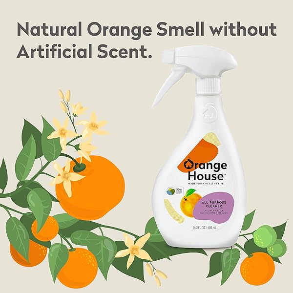 ORANGE HOUSE ALL PURPOSE CLEANER, MULTI-SURFACE FOAM SPRAY, MADE BY NATURAL ORANGE OIL, PLANT BASED FOR COUNTERTOP, SINK AND STOVE, EVERYDAY CLEANING 16.2 FL OZ