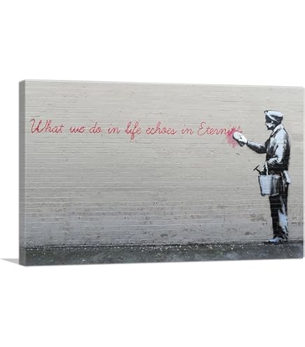 Cuadro Con Impresión Digital En Lienzo De Elefante Con Ramo De Flores De Banksy Forme