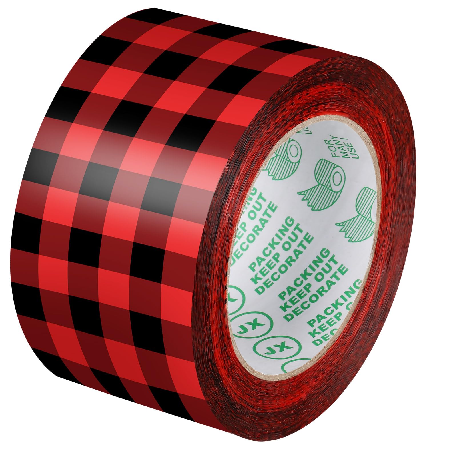 Photo 1 of 100 Yards 1.89 Inches Christmas Buffalo Plaid Tape Checkered Printed Roll Tape Red and Black Packing Tape PE Single Duct Tape for Women Men DIY Craft Scrapbook Xmas Present Box Party Decoration