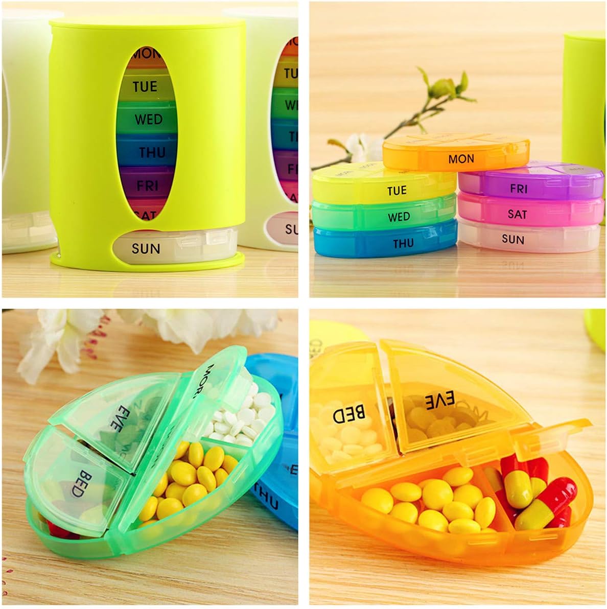 Weekly Pill Box Organiser/Reminder for Medicines Supplements BPA Free Handy Small Case for Each Day of The Week 4 compartments per Day - Image 5