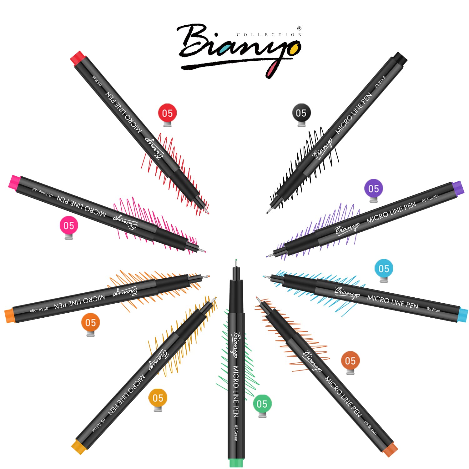 Mua Bianyo 9 Assorted Colors Pigment Ink Fineliner pens, Size 0.5 with ...