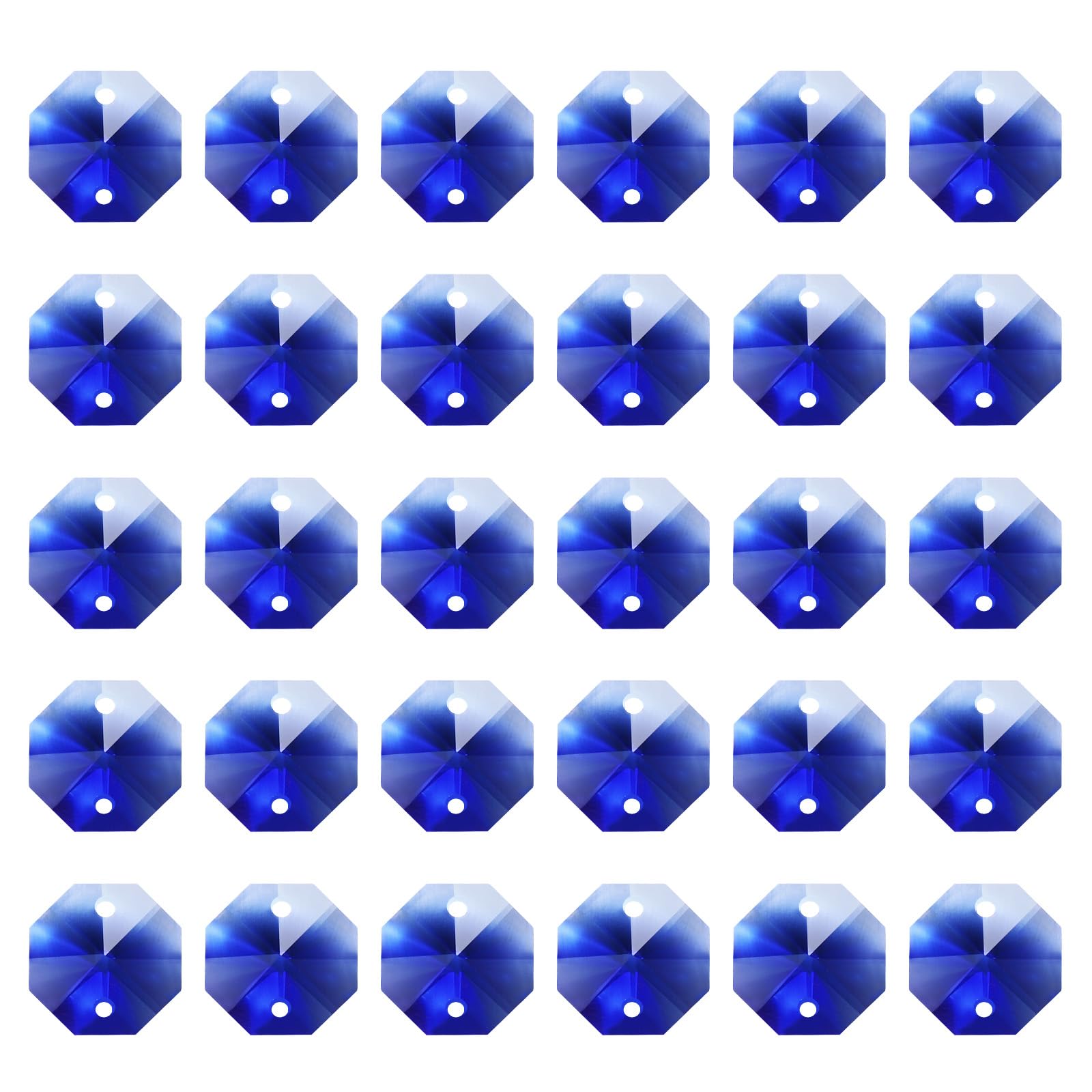 PATIKIL K9 Crystal Octagon Beads 2 Holes Pendants, 60 Pack 14mm Chandelier Prisms Parts Ornaments Hanging Beads for DIY Arts Crafts Decoration, Blue