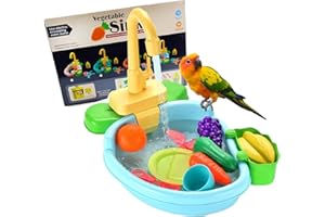 ESSGUO Blue Bird Bathtub Parrot Bath Fountain, Indoor Large Bird Cage Accessories, Automatic Bird Shower Pool with Faucet, Swimming Pool Toy for Pet Birds, African Grey, Cockatiel, Conure, Budgie, Lovebird