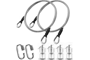 NAZOU 2Pcs 304 Stainless Steel Lift Cable Compatible with Gorilla Lift Parts Gorilla Lift Assist with 4Pcs Aluminum Alloy Rollers Trailer Lift Kit with EZ Spring Clips for Tailgate Ramp Assist