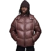 boohooMAN Regular Fit Sheen Panelled Hooded Funnel Puffer Jacket