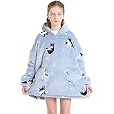 Wearable Blanket Hoodie for Kids 4-12YR Oversized Animal Hooded Blanket Super Soft Comfortable Warm Flannel Dogs