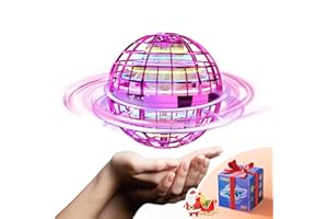 TOMZON A32 Flying Toy, Flying Orb Ball Hover Ball Outdoor Flying Galaxy ball with RGB LED Light Spinner, Mini Drone Boomerang Nebula Orb Soring UFO Flying Drone Purple 1 Pack