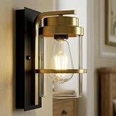 ZQLWLXYZD Matte Black and Brass Gold Wall Sconces,Modern Indoor Wall Light for Fireplace,Farmhouse Wall Light Fixture for Bathroom,Hallways,(Bulbs not Included)