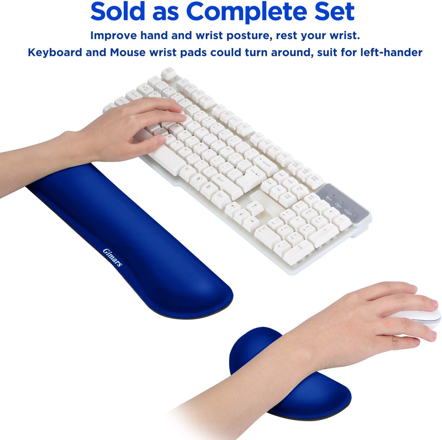 Gimars Superfine Fiber Widen Memory Foam Set Nonslip Mouse Pad Wrist Support & Keyboard Wrist Rest Support for Office, Computer, Laptop & Mac & Comfortable & Lightweight for Easy Typing & Pain Relief : Office Products