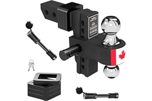 THOCAC Adjustable Aluminum Trailer Hitch Fits 2.5" Receiver, 6 inch Drop/Rise Drop Hitch, 2" and 2-5/16" Ball Hitche, 18500 L