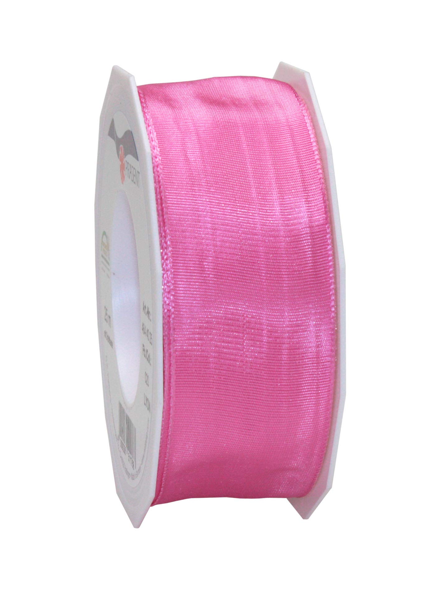 Präsent - Lyon Wired Taffeta Ribbon Pink 40 mm Width, 25 m Length