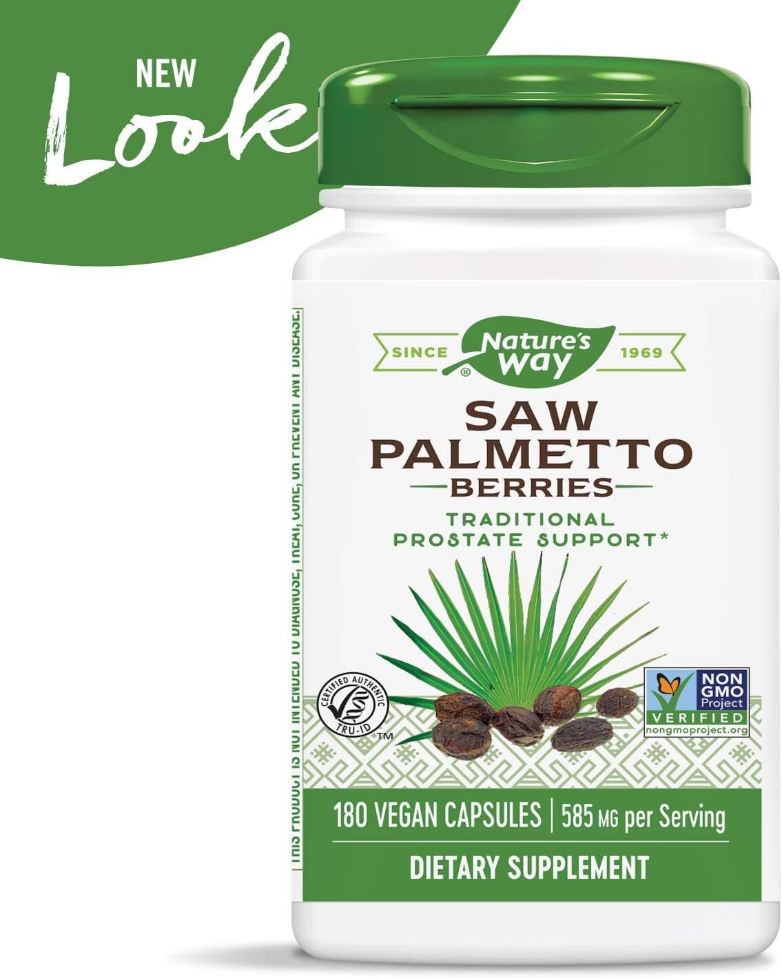 Nature's Way Saw Palmetto Berries; 585 mg; Non-GMO Project Verified; TRU-ID Certified; 180 Capsules: Health & Personal Care