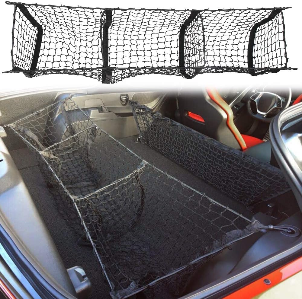 Three Pocket Envelope Truck Cargo Net Fit for Corvette C7 Grand 2015 2016 2017 2018 Cargo Organizer Storage Net