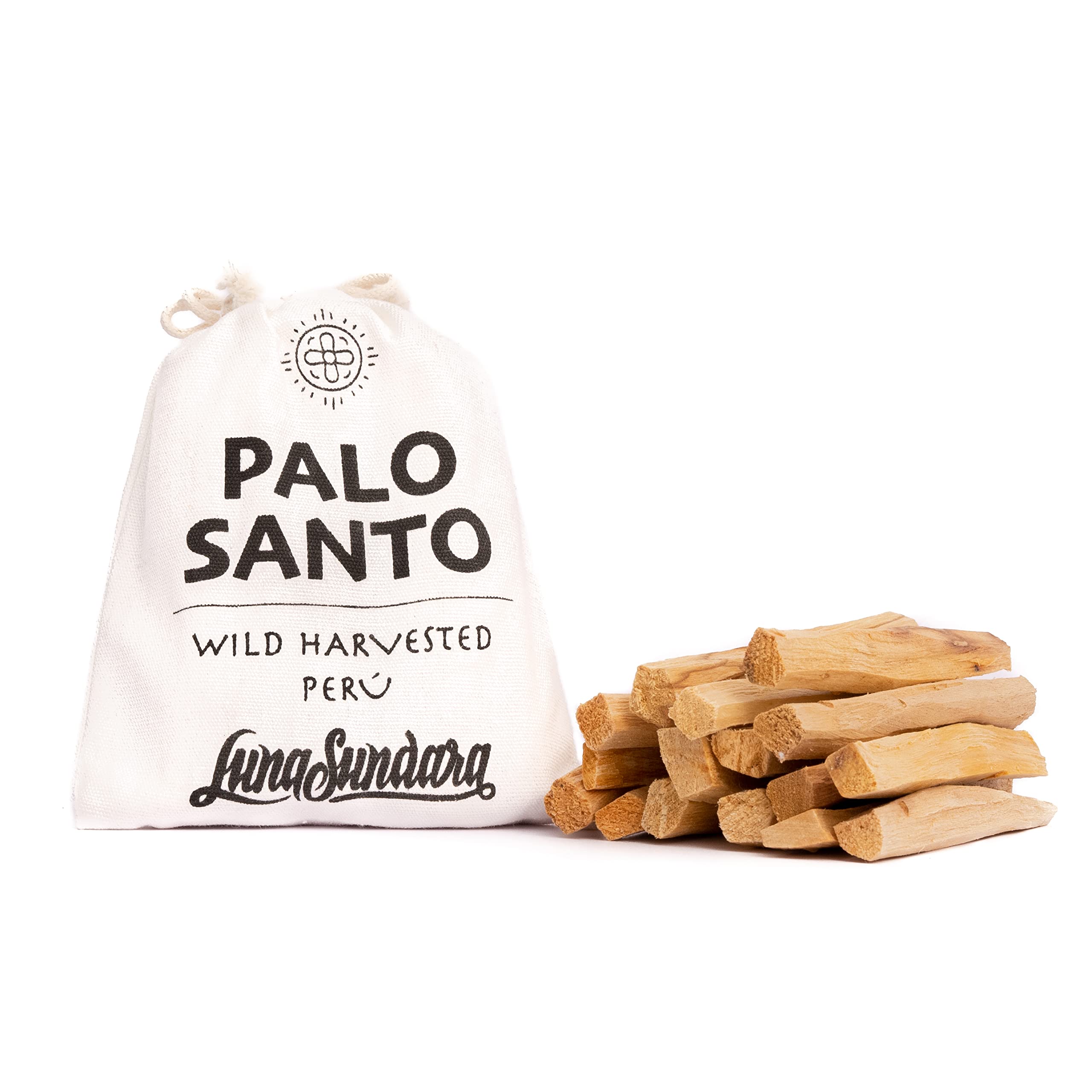 Palo Santo Sticks from Peru 100g, Sustainably Harvested Bursera Graveolens, Natural Incense Wood for Smudging, Cleansing, Meditation, Positive Energy, Luna Sundara